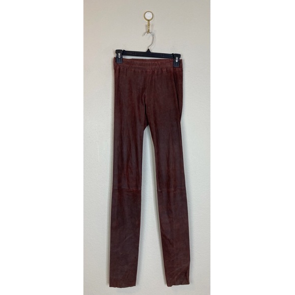 Sylvie Schimmel Leggings Leather Maroon Mid Rise Slim Fit...